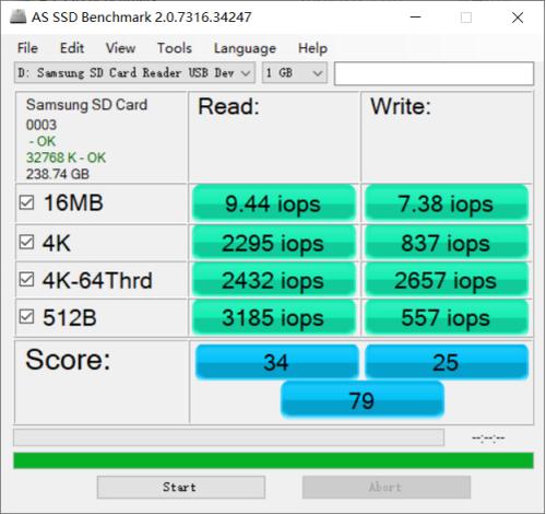 samsung pro sd memory card AS SSD Benchmark test